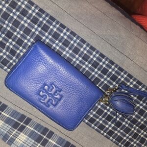 Tory Burch Blue Leather Wristlet Wallet